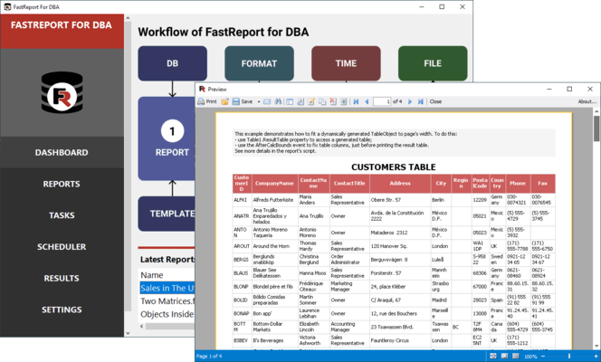 Captura de tela do FastReport for DBA