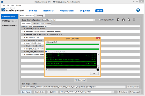 Schermata di InstallAnywhere Professional