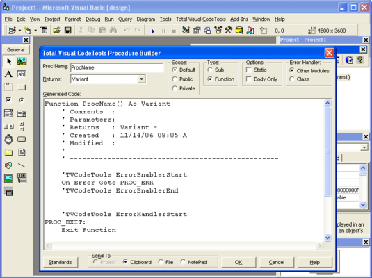 Screenshot of Total Visual Code Tools