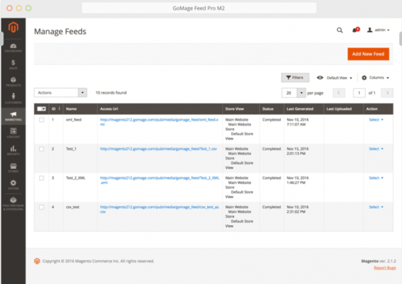 Screenshot of GoMage Feed Pro M2 for Magento 2