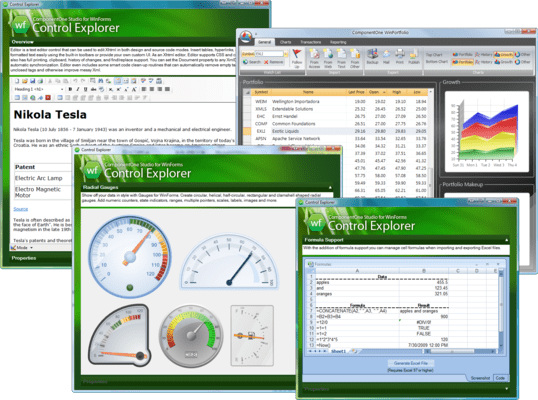 Captura de tela do ComponentOne Studio WinForms