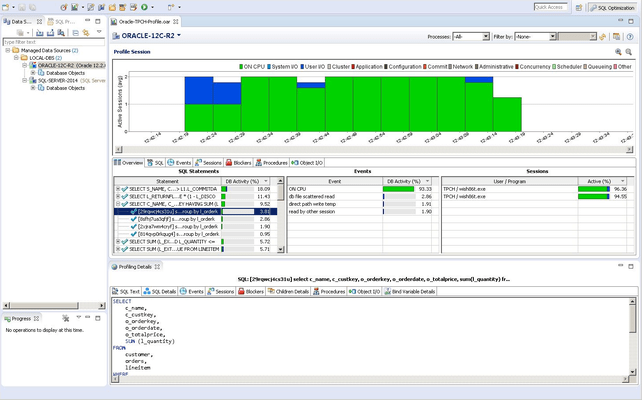 Captura de tela do DB Optimizer for Oracle