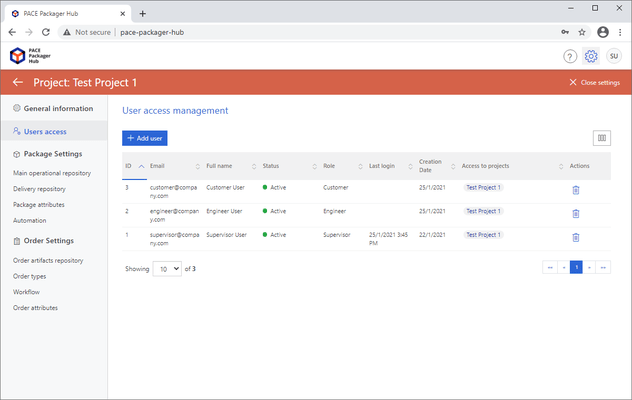 Screenshot of PACE Packager Hub