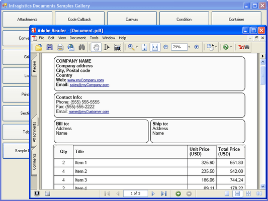 Captura de pantalla de Infragistics.Documents