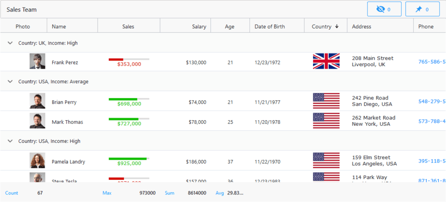 Capture d'écran de Infragistics Ignite UI for Blazor