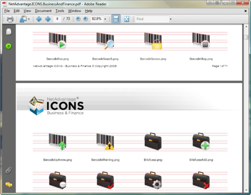 Screenshot of NetAdvantage ICONS Business &amp; Finance Pack