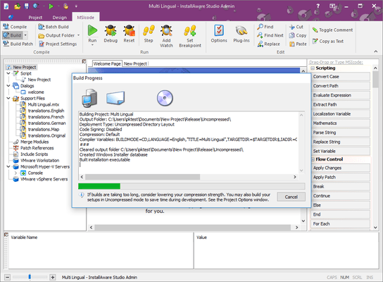 Captura de tela do InstallAware Developer