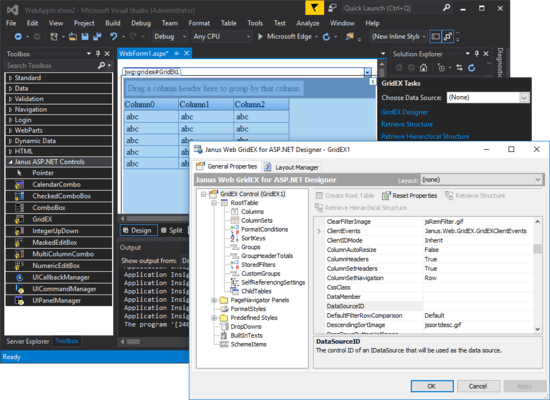 Screenshot of Janus Web ASP.NET Server Controls Suite