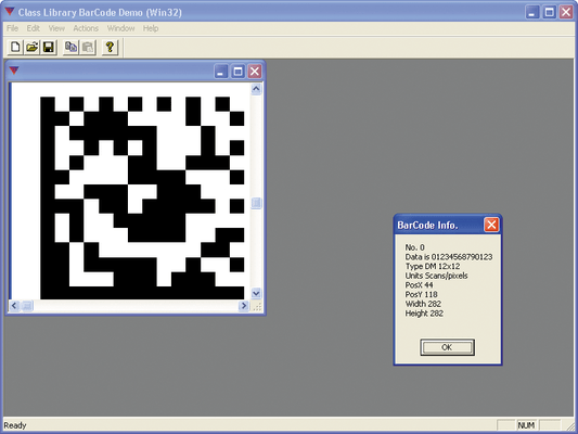 Schermata di LEADTOOLS 2D Barcode Module