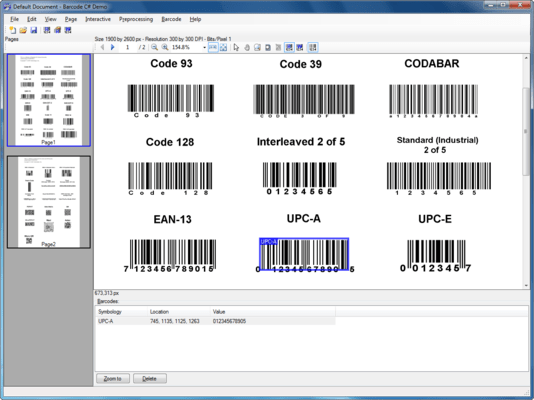 Screenshot of LEADTOOLS Barcode