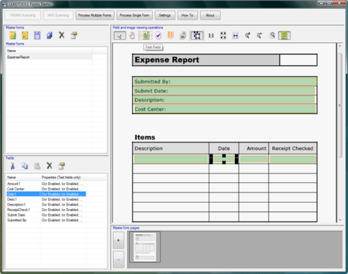 Screenshot of LEADTOOLS Forms SDK