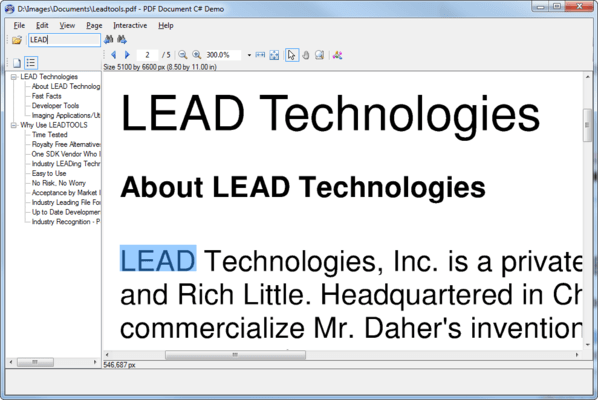 Screenshot of LEADTOOLS Imaging