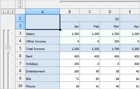 Screenshot of MindFusion.Spreadsheet for Java Swing