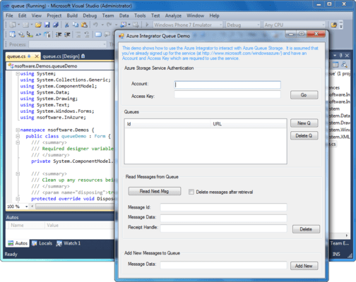Schermata di Azure Integrator ActiveX/COM Edition