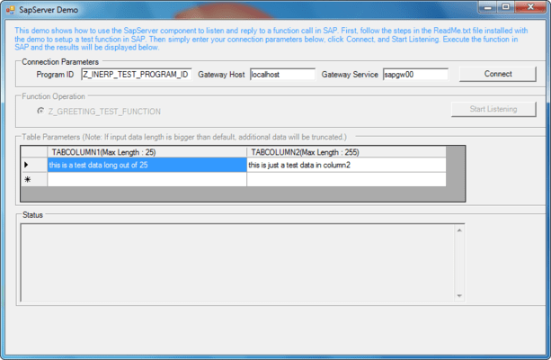 Screenshot of ERP (SAP) Integrator ActiveX/COM Edition
