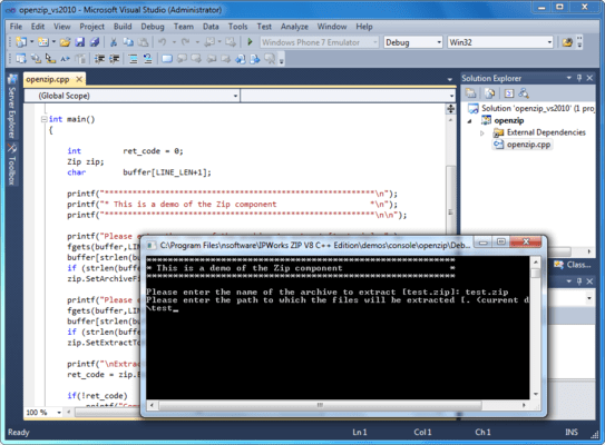 Schermata di IP*Works! Zip C++ Builder Edition