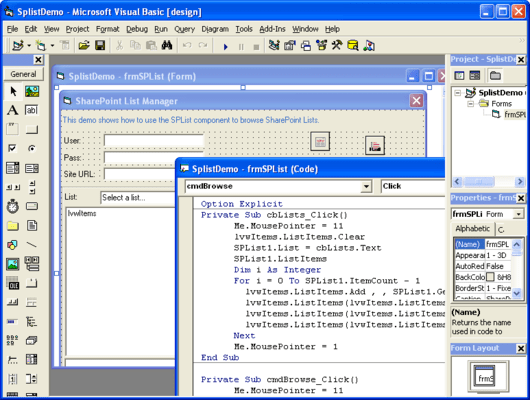 Captura de tela do SharePoint Integrator ActiveX/COM Edition