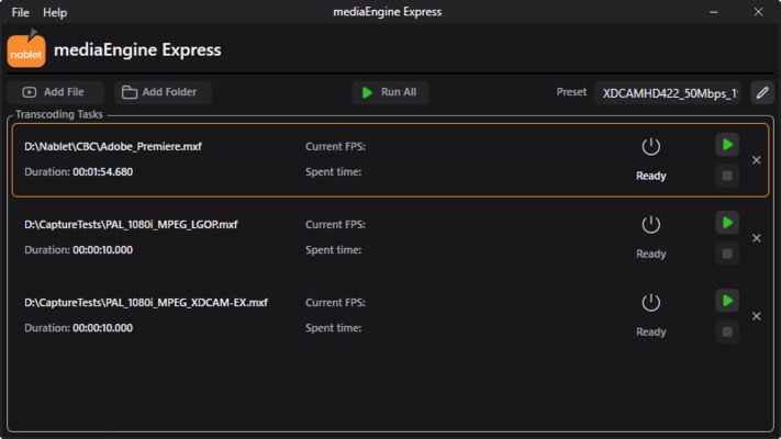 Screenshot of nablet mediaEngine Express