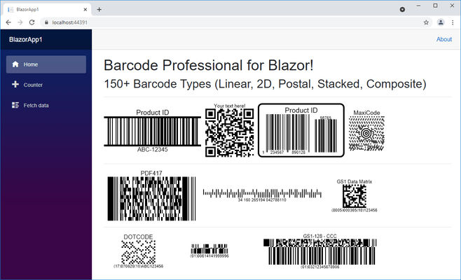 Neodynamic Barcode Professional for Blazor - Ultimate Edition のスクリーンショット