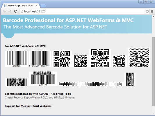 Neodynamic Barcode Professional for ASP.NET - Basic Edition 스크린샷