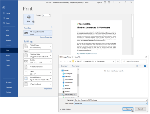 Captura de tela do PDF Image Printer