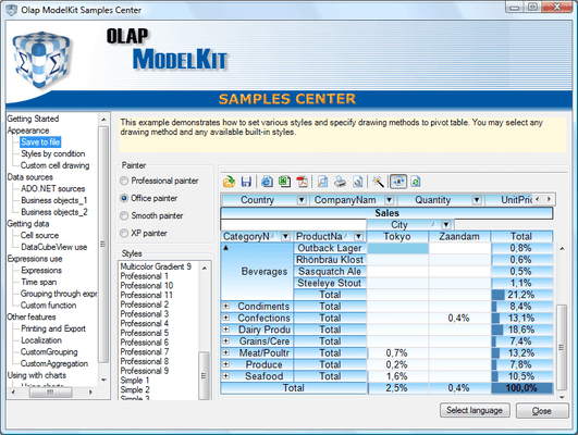 Screenshot of OLAP ModelKit Windows Forms Edition