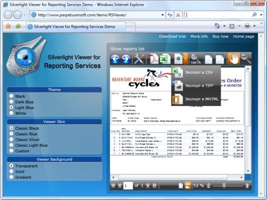 About Silverlight Viewer For Reporting Services