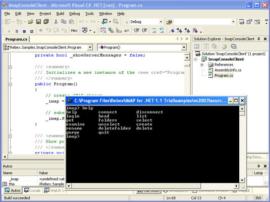 Captura de pantalla de Rebex IMAP for .NET
