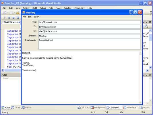 Captura de tela do Rebex Mail for .NET