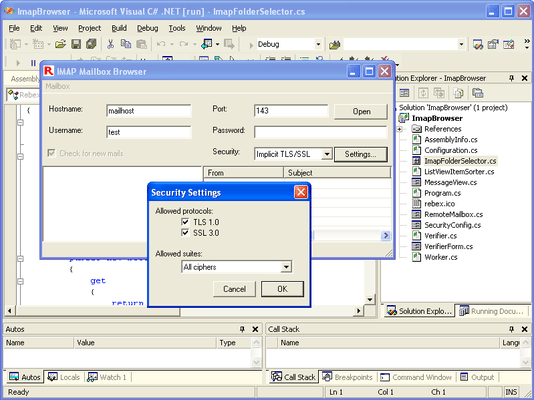 Screenshot of Rebex Secure IMAP for .NET