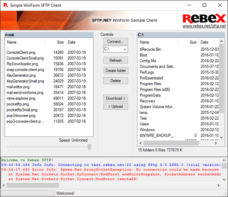 Screenshot of Rebex SFTP for .NET