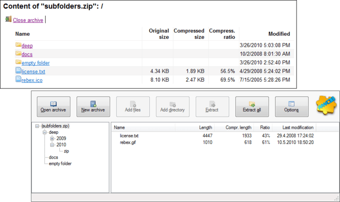 Screenshot of Rebex ZIP for .NET