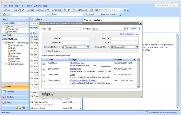 Capture d'écran de Exchange Server Archiver