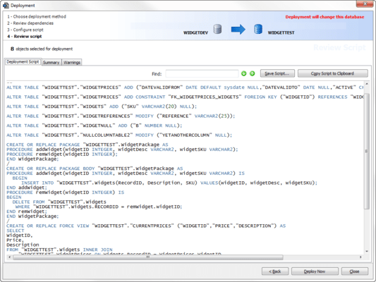 Screenshot of Data Compare for Oracle
