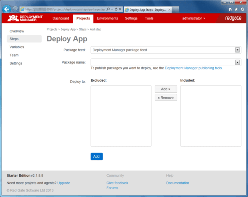 Screenshot of Redgate Deployment Manager Enterprise