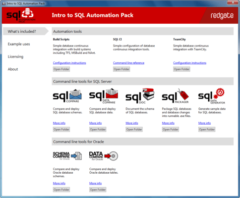 Captura de tela do SQL Automation Pack