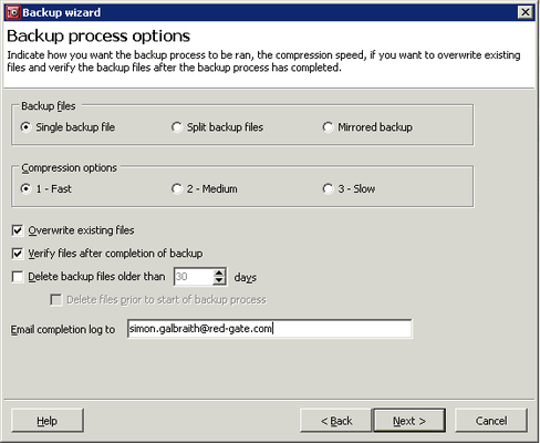 Screenshot of SQL Backup Lite
