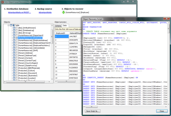 sql object level recovery native downloads