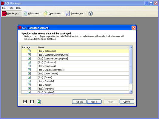 Screenshot von SQL Packager
