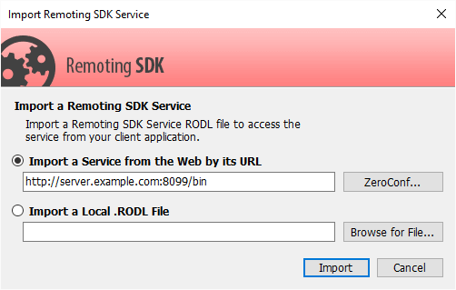 Captura de tela do Remoting SDK