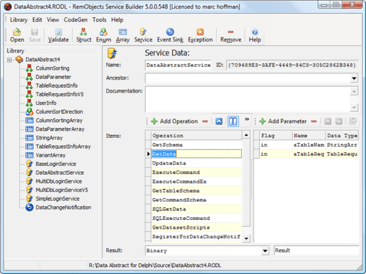 Schermata di RemObjects SDK for .NET