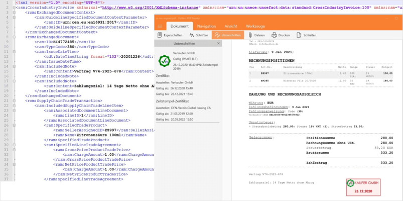 Screenshot of PDF Xpansion SDK - E-Invoicing (Creation)
