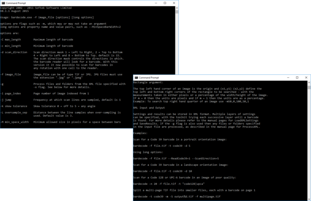 Screenshot of Softek Windows DOS Command Prompt Barcode Tool