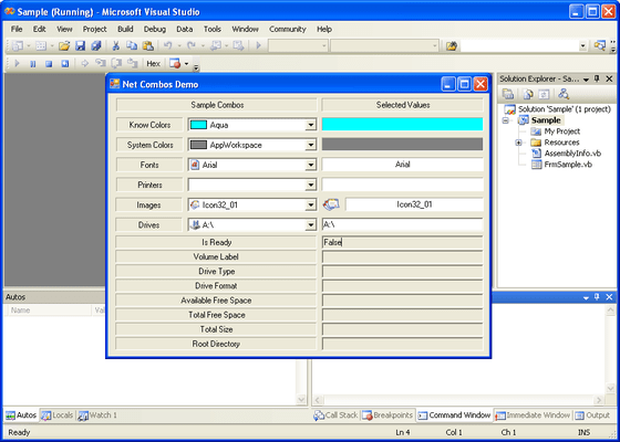 Captura de pantalla de .Net Combos Controls