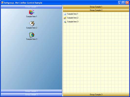 Screenshot of .Net ListBar Control