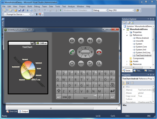 Captura de tela do TeeChart.NET for Xamarin.Android