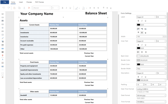 Screenshot of Stimulsoft PDF Forms