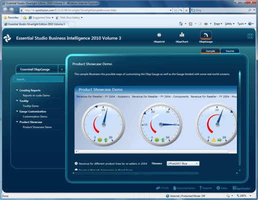 Captura de pantalla de Syncfusion Essential BI Gauge