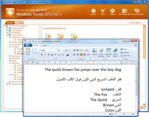 Captura de tela do Syncfusion Essential DocIO for Windows Forms