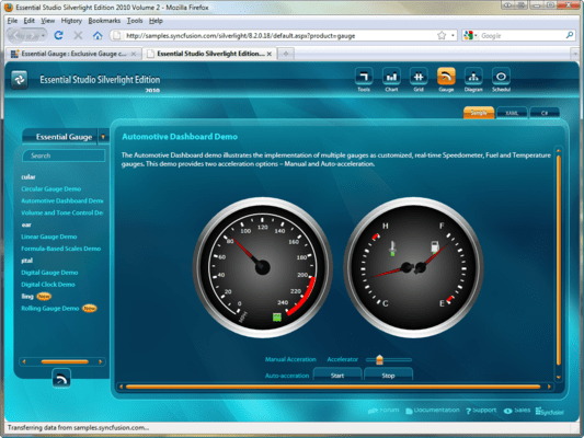 Screenshot of Syncfusion Essential Gauge